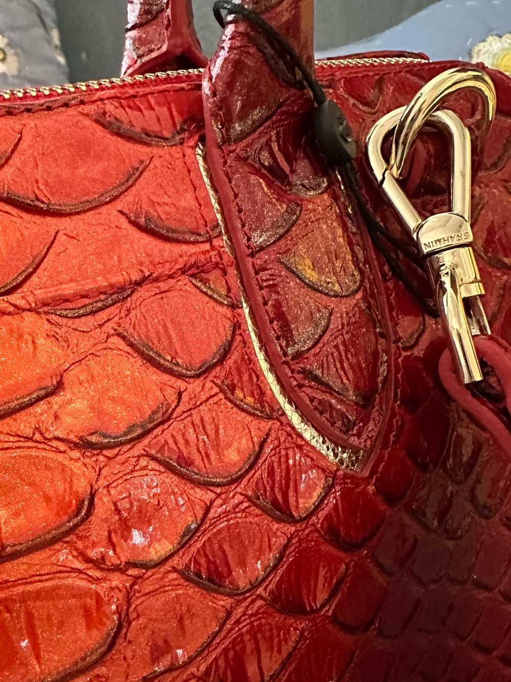 Brahmin Heat Brasilia Large Caroline Embossed Leather Satchel - Picture 9 of 10